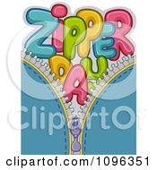 Poster, Art Print Of Colorful Zipper Day Text On Blue