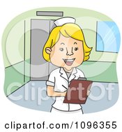 Poster, Art Print Of Happy Female Nurse Smiling And Writing Notes On A Medical Chart