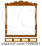 Clipart Wooden Frame Website Template With Home Contact Us About Us And Gallery Tabs Royalty Free Vector Illustration by BNP Design Studio