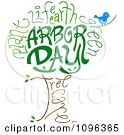 Poster, Art Print Of Bird And Arbor Day Text Forming A Tree