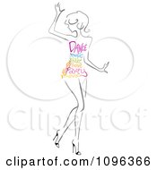 Clipart Dancing Woman With Colorful Dance Words On Her Torso Royalty Free Vector Illustration