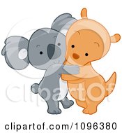 Cute Koala And Kangaroo Hugging