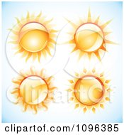 Poster, Art Print Of 3d Blazing Summer Suns Over Gradient Blue