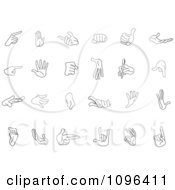 Poster, Art Print Of Outlined Black And White Hand Gestures