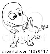 Clipart Outlined Stegosaur Dino Smiling Royalty Free Vector Illustration