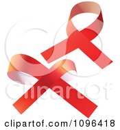 Poster, Art Print Of Two 3d Red Awareness Ribbon Bows