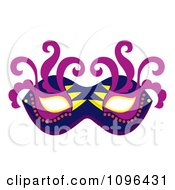 Poster, Art Print Of Blue Purple And Yellow Mardi Gras Face Mask With Swirls