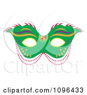 Poster, Art Print Of Green Mardi Gras Face Mask With Beads