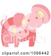 Happy Pink Elephant Mother And Baby