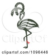 Clipart Ornate Flamingo Balanced On One Leg Royalty Free Vector Illustration by Cherie Reve