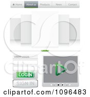Professional Green And Gray Website Design Tabs Login And Media Player