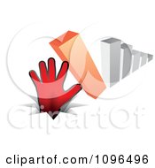 Poster, Art Print Of 3d Bar Graph Tipping Over Onto A Hand And Pounding It In The Ground