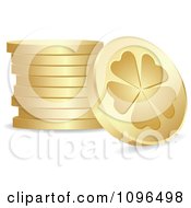 Poster, Art Print Of 3d Golden St Patricks Day Lucky Clover Coins