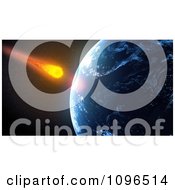 Poster, Art Print Of 3d Asteroid Falling Towards Planet Earth