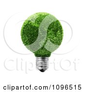 Poster, Art Print Of 3d Grassy Green Globe Light Bulb Featuring Europe And Africa