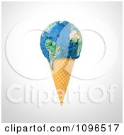 Poster, Art Print Of 3d Globe Scoop Waffle Ice Cream Cone