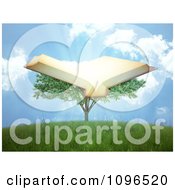 Poster, Art Print Of 3d Tree Of Knowledge With An Open Book And Rays