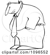 Poster, Art Print Of Outlined Depressed Businessman Hanging His Head Low