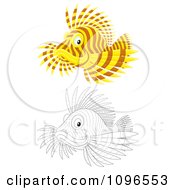 Brown And Yellow And Black And White Lion Fish