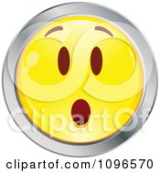 Poster, Art Print Of Surprised Yellow And Chrome Cartoon Smiley Emoticon Face 8