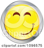 Poster, Art Print Of Yellow And Chrome Cartoon Smiley Emoticon Happy Face 16