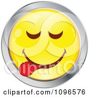 Poster, Art Print Of Yellow And Chrome Goofy Cartoon Smiley Emoticon Face 7