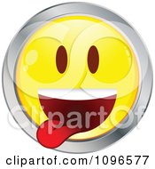 Poster, Art Print Of Yellow And Chrome Goofy Cartoon Smiley Emoticon Face 8