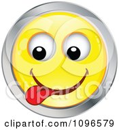 Poster, Art Print Of Yellow And Chrome Goofy Cartoon Smiley Emoticon Face 9