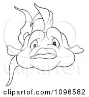 Clipart Outlined Sad Fish Royalty Free Vector Illustration