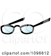 Clipart Pair Of Eye Glasses With Blue Lenses Royalty Free Vector Illustration