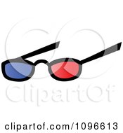 Clipart Pair Of 3d Movie Eye Glasses With Blue And Red Lenses Royalty Free Vector Illustration