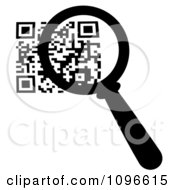 Poster, Art Print Of Black And White Magnifying Glass Over A Qr Code