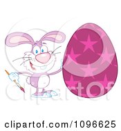 Poster, Art Print Of Purple Easter Bunny Painting An American Egg
