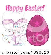 Clipart Purple Happy Easter Bunny Painting An American Egg Royalty Free Vector Illustration