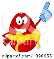 Happy Red Easter Egg Wearing A Number One Glove by Hit Toon