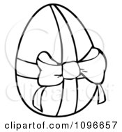 Clipart Outlined Easter Egg With A Ribbon And Bow Royalty Free Vector Illustration
