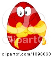 Poster, Art Print Of Happy Red Easter Egg With A Yellow Ribbon And Bow