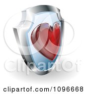 Clipart 3d Heart Shield Royalty Free Vector Illustration