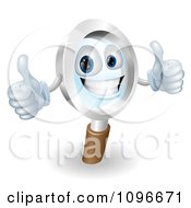3d Friendly Magnifying Glass Mascot Holding Two Thumbs Up