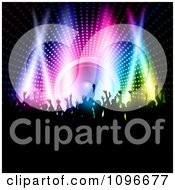 Poster, Art Print Of Silhouetted Party People Dancing Over A Colorful Lights And A Speaker