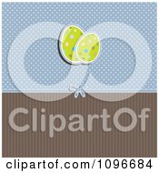 Poster, Art Print Of Retro Easter Egg Background With Blue Polka Dots And Brown Stripes