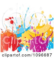 Background Of Colorful Paint Splatters On White