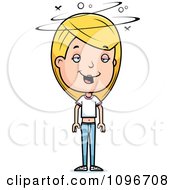 Clipart Drunk Blond Adolescent Teenage Girl Royalty Free Vector Illustration