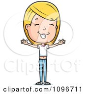 Clipart Happy Blond Adolescent Teenage Girl Royalty Free Vector Illustration