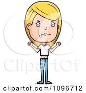 Clipart Mad Blond Adolescent Teenage Girl Royalty Free Vector Illustration