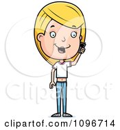 Poster, Art Print Of Blond Adolescent Teenage Girl Talking On A Cell Phone