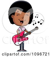 Poster, Art Print Of Black Adolescent Teenage Girl Playing A Guitar