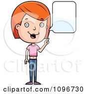 Poster, Art Print Of Red Head Adolescent Teenage Girl Talking