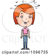Clipart Drunk Red Head Adolescent Teenage Girl Royalty Free Vector Illustration