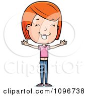 Clipart Happy Red Head Adolescent Teenage Girl Royalty Free Vector Illustration
